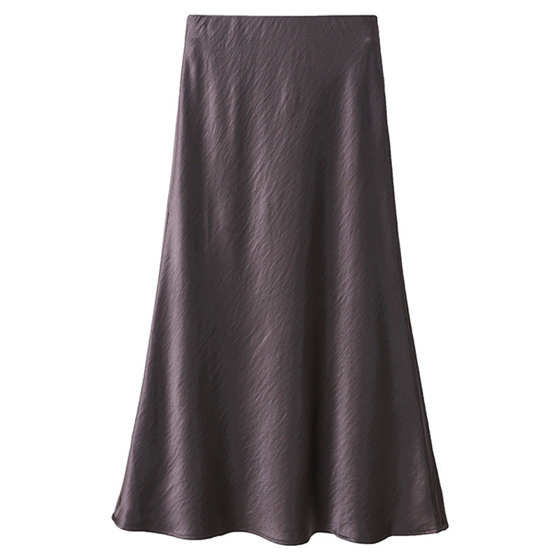 Damen nan schwingender Midirock aus satinierter Viskose mit glattem Taillenbund Drune