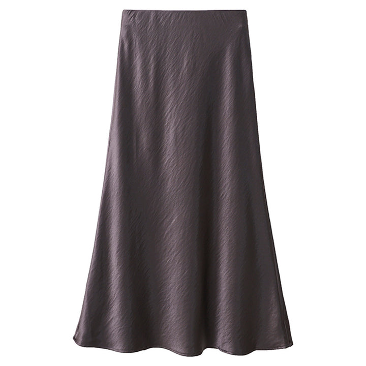 Damen nan schwingender Midirock aus satinierter Viskose mit glattem Taillenbund Drune