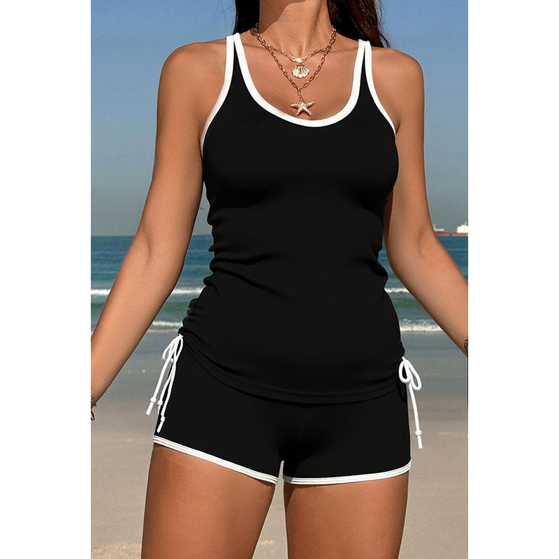 Damen Sportliches Tankini-Set mit hochgezogenem Schnitt und verstellbaren Bändern Drune