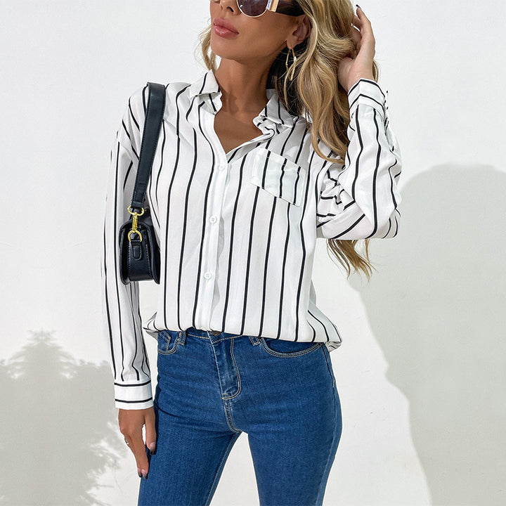 Damen gestreifte Bluse mit modischen Details und eleganter Passform Drune