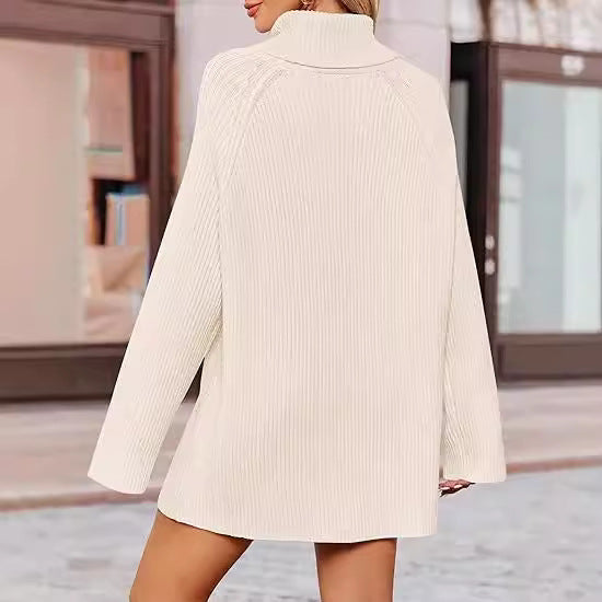 Damen Kaschmir-Feinstrickpullover mit hohem Kragen und weitem Schnitt Drune