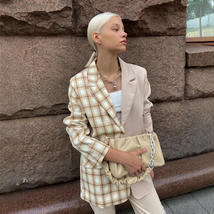 Damen Karierter Blazer mit weichem Schnitt Drune