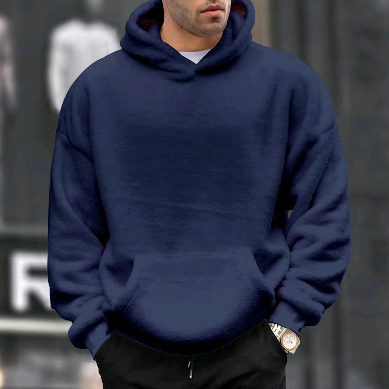 Herren nan oversized Fleece-Kapuzenpullover mit Kängurutasche und dropped shoulders Drune