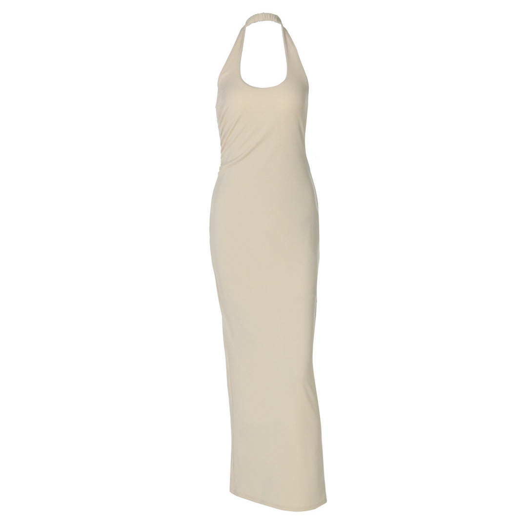 Damen Elegantes Maxikleid mit tiefem Halterneck Drune