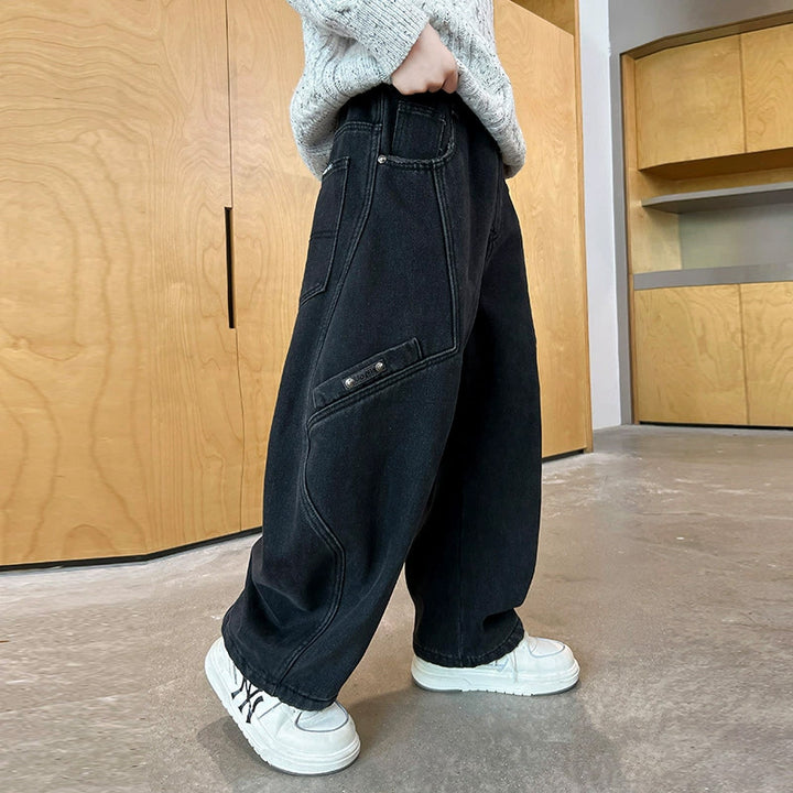 Damen weite Utility-Jeans mit trendigen Taschen Drune