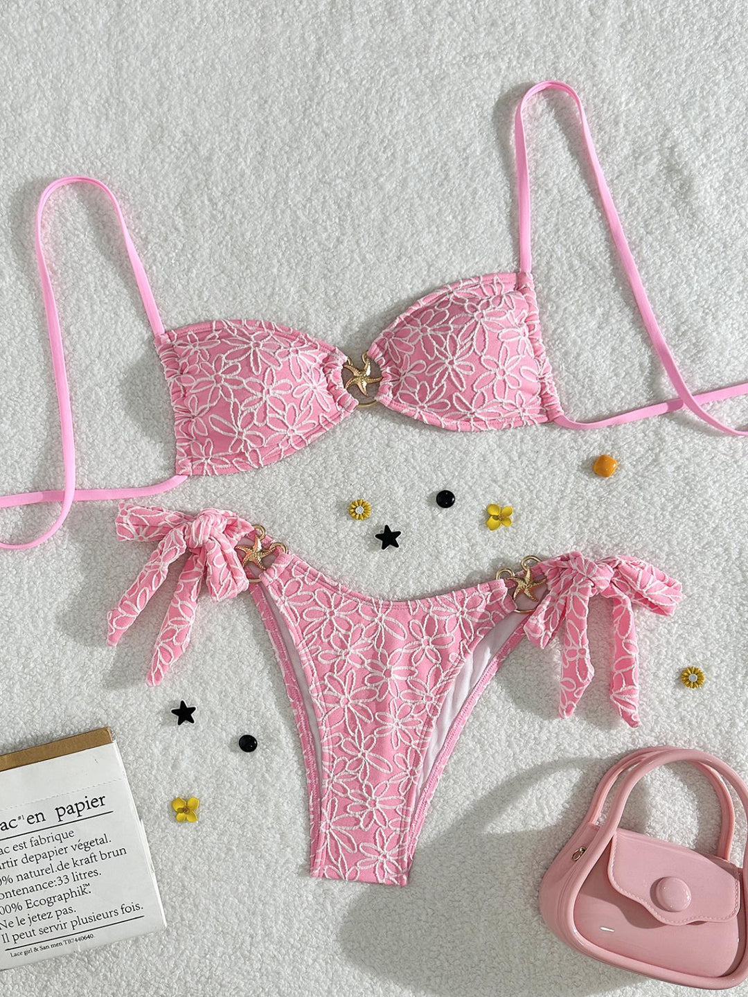 Damen Push-Up Bikini mit verspielten Blütenakzenten Drune