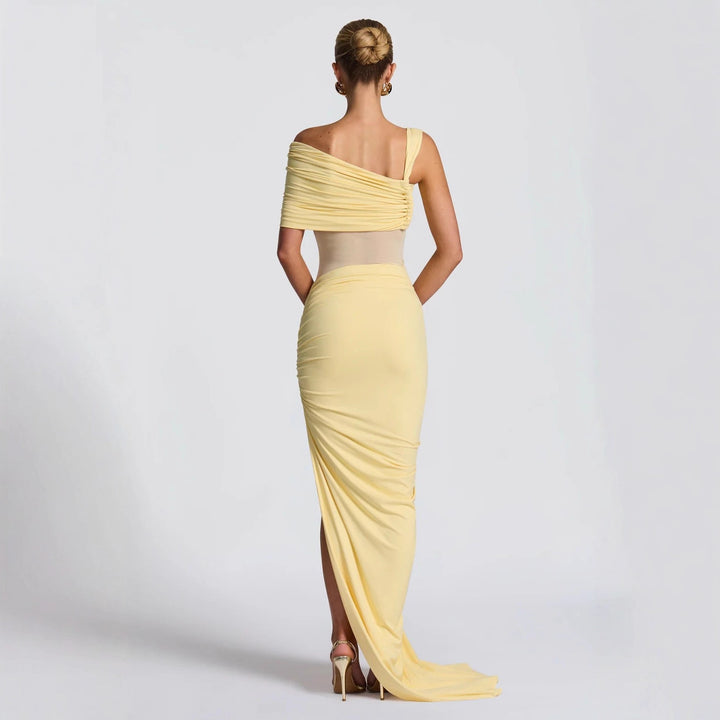 Damen Elegantes Wickelkleid mit asymmetrischem Schnitt und hohem Schlitz Drune