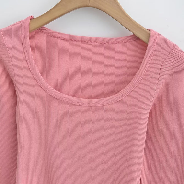 Damen Langarmshirt mit elegantem Rundhalsausschnitt und feiner Rippstruktur Drune