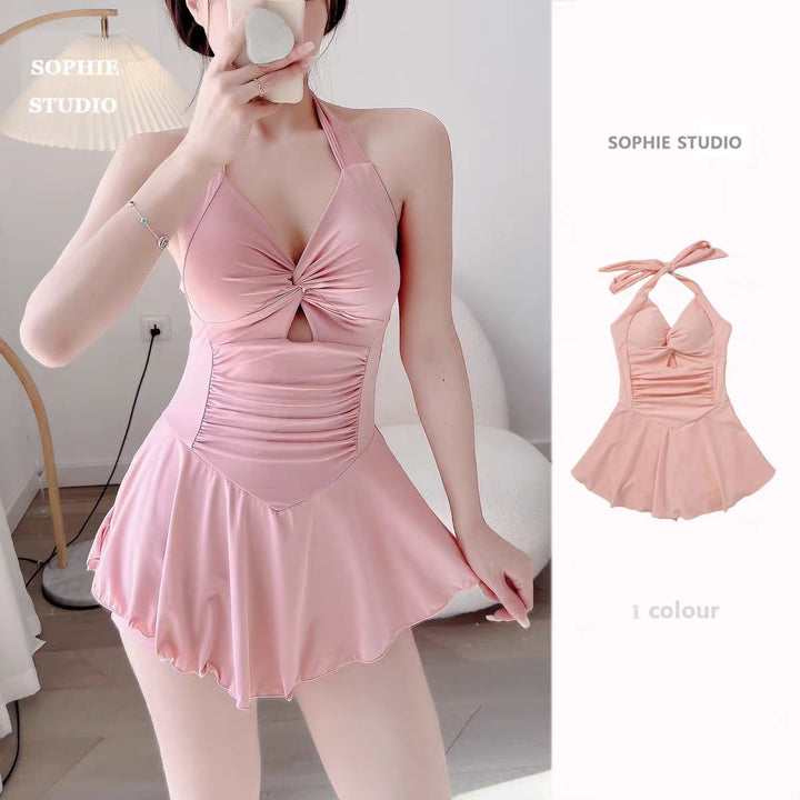 Damen Einteiler Badeanzug mit modischem Wickeldesign und geschmackvollem Cut-Out Drune