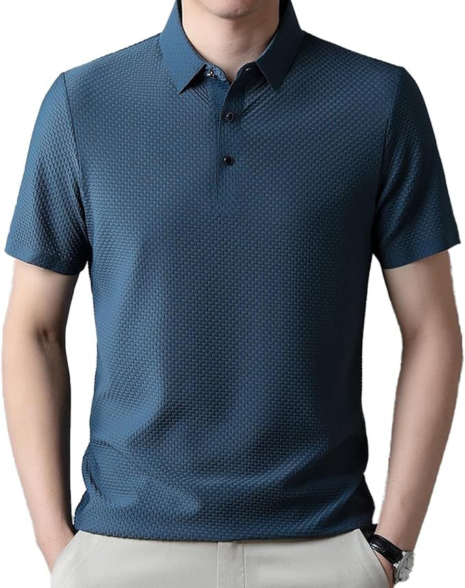 Herren nan Mikrostruktur-Poloshirt mit Hemdkragen, dezenter Knopfleiste und atmungsaktivem Jersey Drune