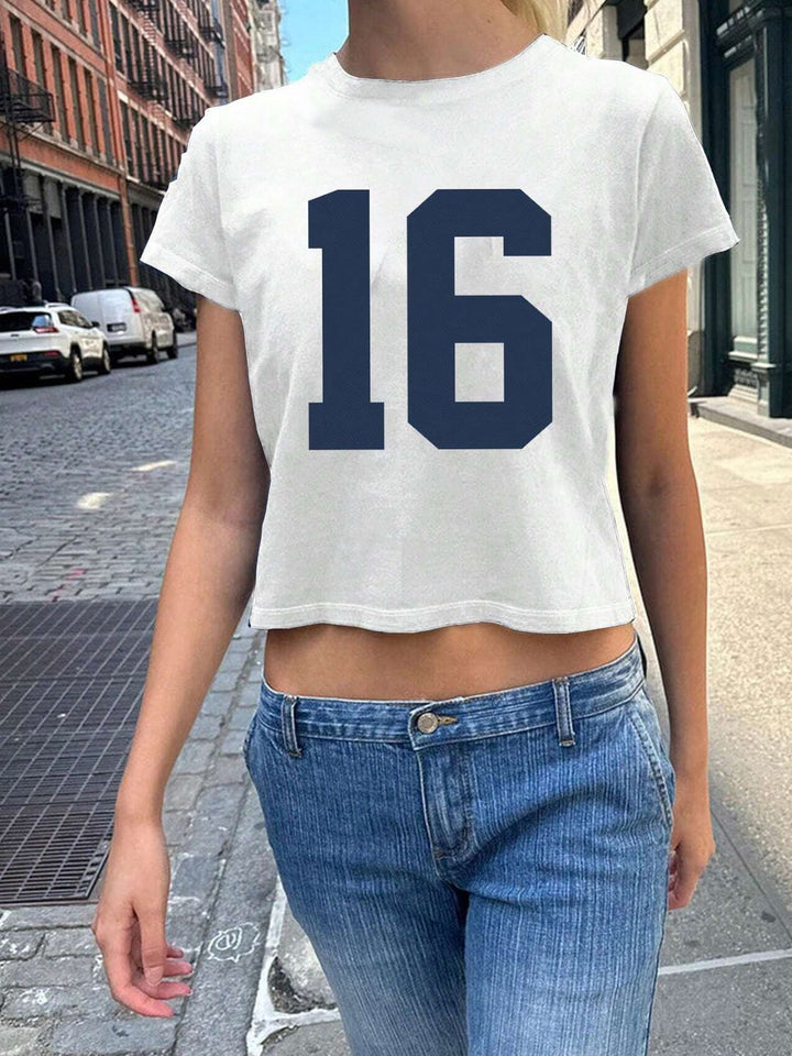 Damen Crop-T-Shirt mit künstlerischem Blutdruck-Design Drune