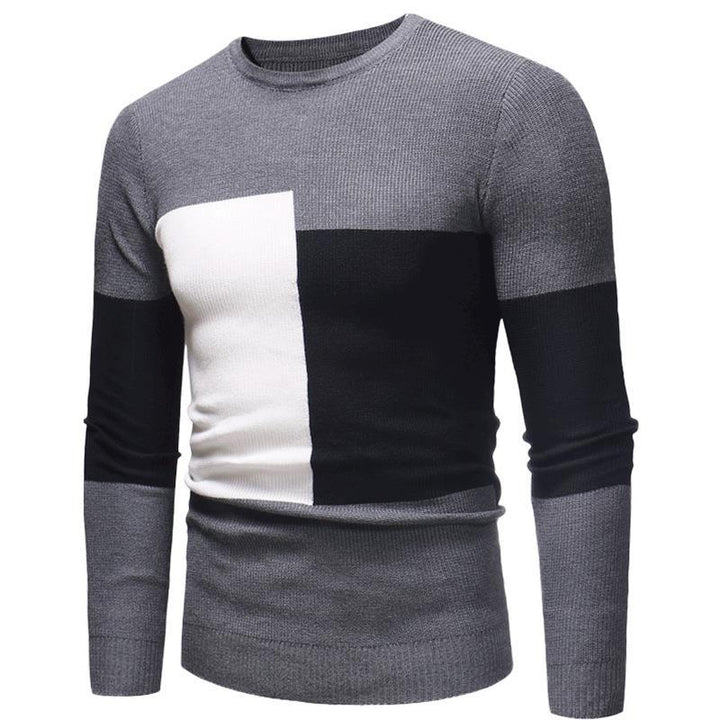 Herren Designer Pullover mit modernem Blockmuster Drune