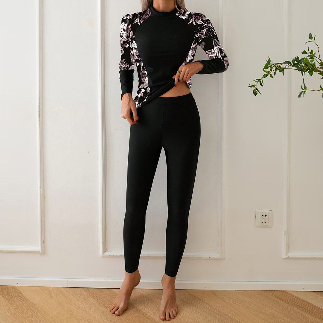 Damen Langarm Rashguard mit floralem Design Drune