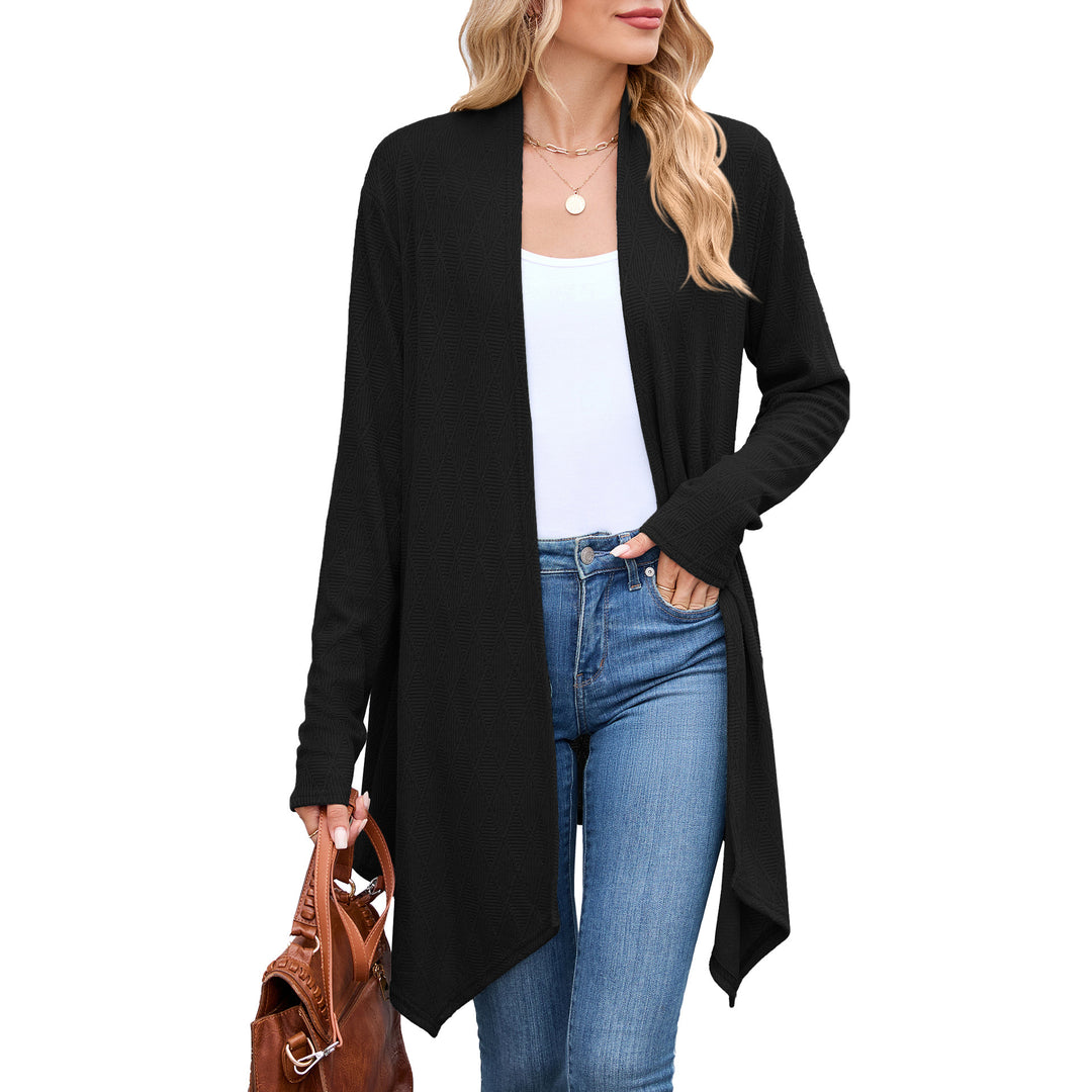 Damen Strickjacke mit asymmetrischem Schnitt und Strukturmuster Drune