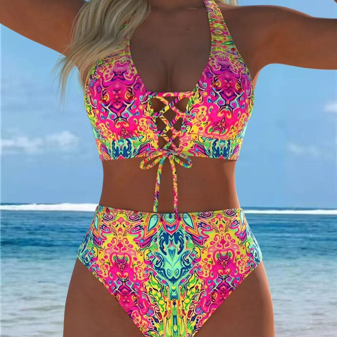 Damen Hochgeschnittener Bikini mit elegantem Schnürdetail Drune