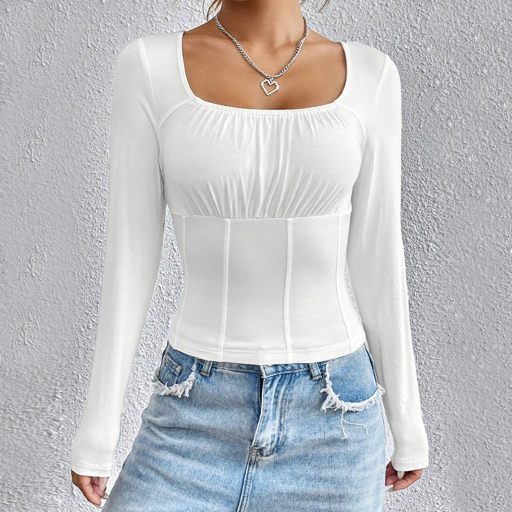 Damen Langarmshirt mit quadratischem Ausschnitt und figurschmeichelndem Design Drune