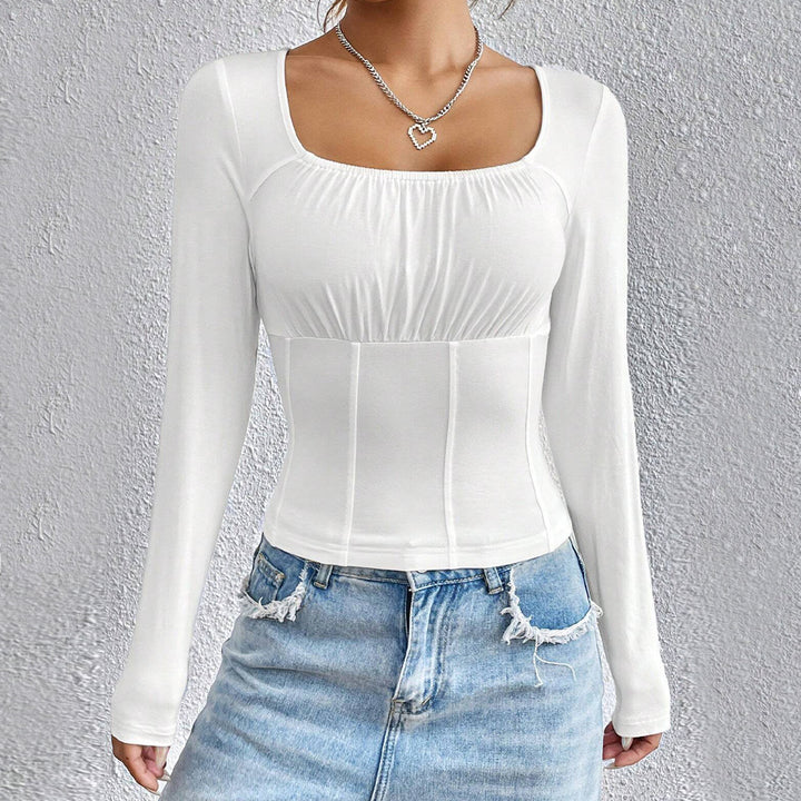 Damen Langarmshirt mit quadratischem Ausschnitt und figurschmeichelndem Design Drune