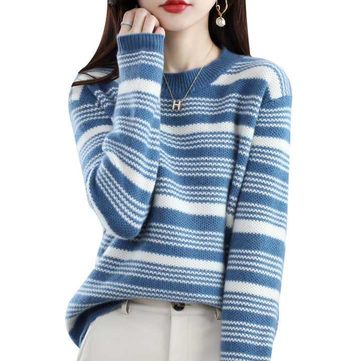 Damen gemusterter Strickpullover Drune