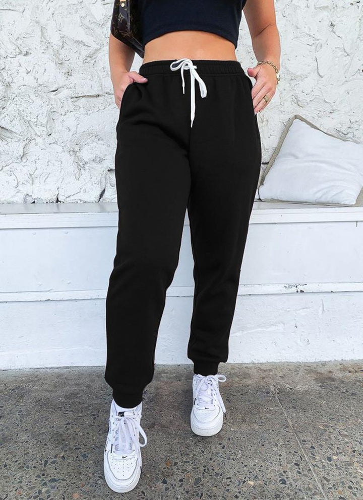 Damen nan taillenhohe tapered Jogginghose mit elastischem Komfortbund, verstellbarem Kordelzug und tiefen Eingrifftaschen Drune