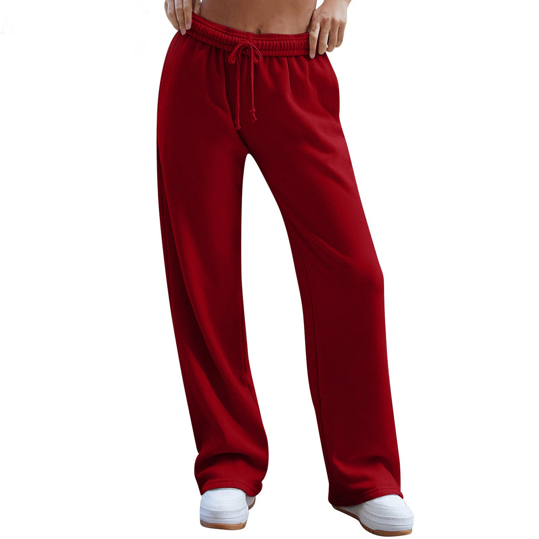 Damen nan weite Komfort-Loungehose mit hochgeschnittener Taille, elastischem Bund und Kordelzug Drune