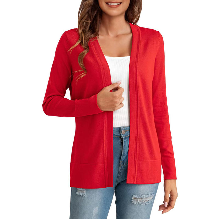 Damen Langarm Strickjacke mit offenem Design und praktischen Taschen Drune