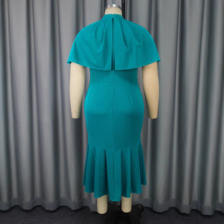 Damen elegantes Abendkleid mit schickem Cape und figurbetonter Silhouette Drune