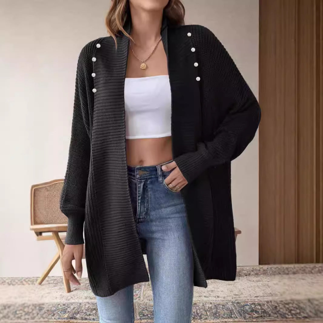 Damen Strickjacke mit dekorativen Knopfdetails und offenem Schnitt Drune