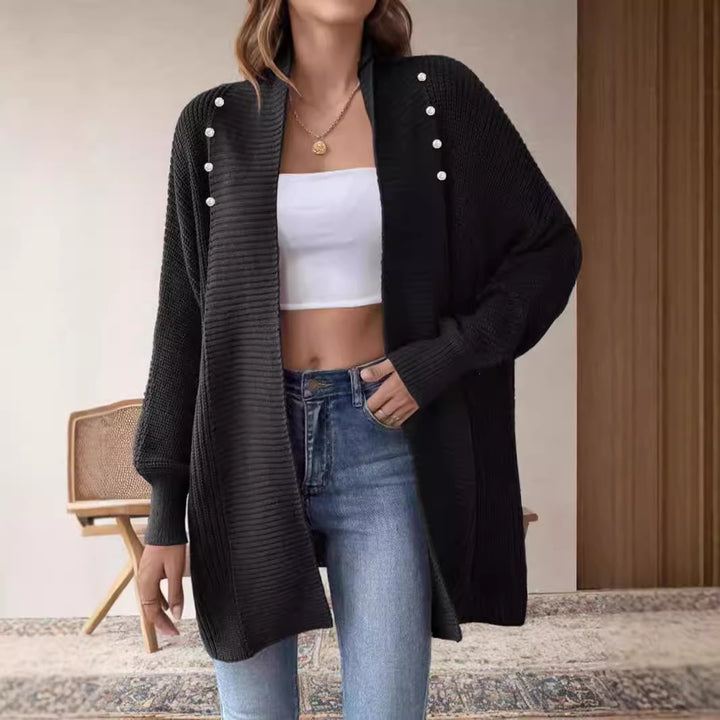 Damen Strickjacke mit dekorativen Knopfdetails und offenem Schnitt Drune