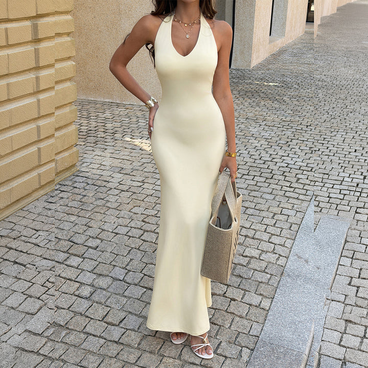 Damen Figurbetontes Abendkleid mit Halterrücken Drune