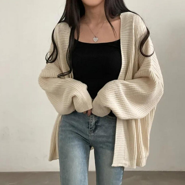 Damen Übergröße Strickjacke mit weit geschnittenen Ärmeln und strukturierter Textur Drune