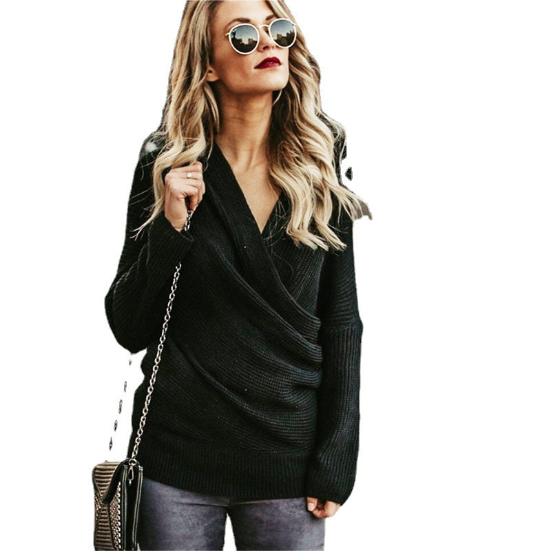 Damen Wickelpullover mit off-shoulder Design und strukturierter Textur Drune