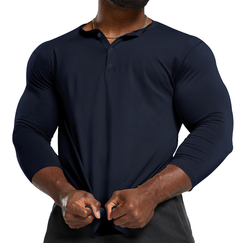 Herren Langarmshirt mit Knopfleiste und modischem Schnitt Drune