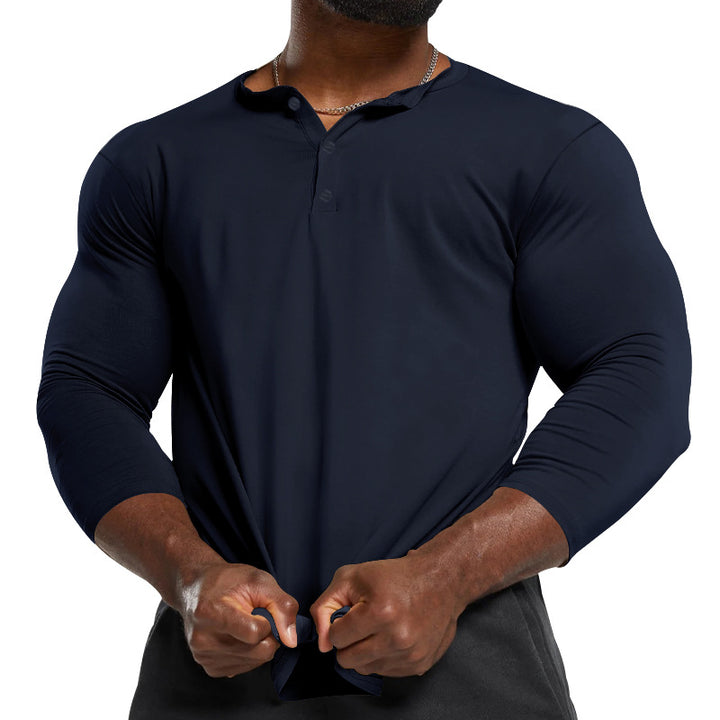 Herren Langarmshirt mit Knopfleiste und modischem Schnitt Drune