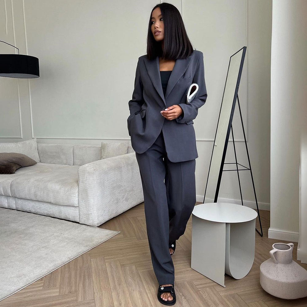 Damen Eleganter Businessblazer mit modischem Schnitt und praktischen Taschen Drune