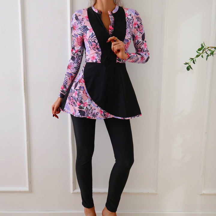 Damen Modischer Badeset mit langer Tunika und Leggings Drune