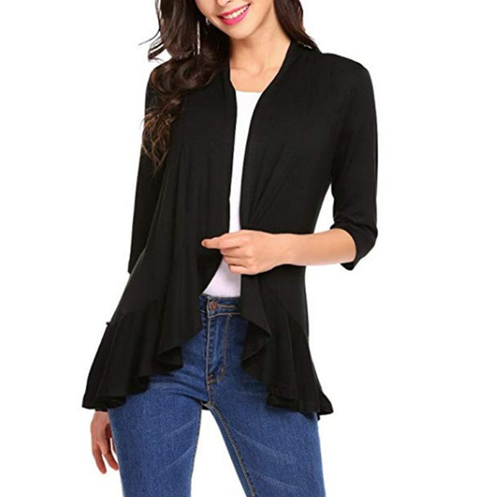 Damen Modische Strickjacke mit asymmetrischem Schnitt und Flatterdetails Drune