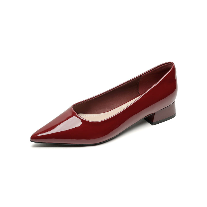 Damen elegante Ballerinas mit spitzem Zehenbereich und komfortablem Blockabsatz Drune