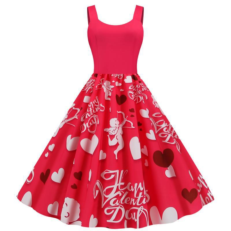 Damen Swing-Kleid mit romantischen Herzmotiven Drune