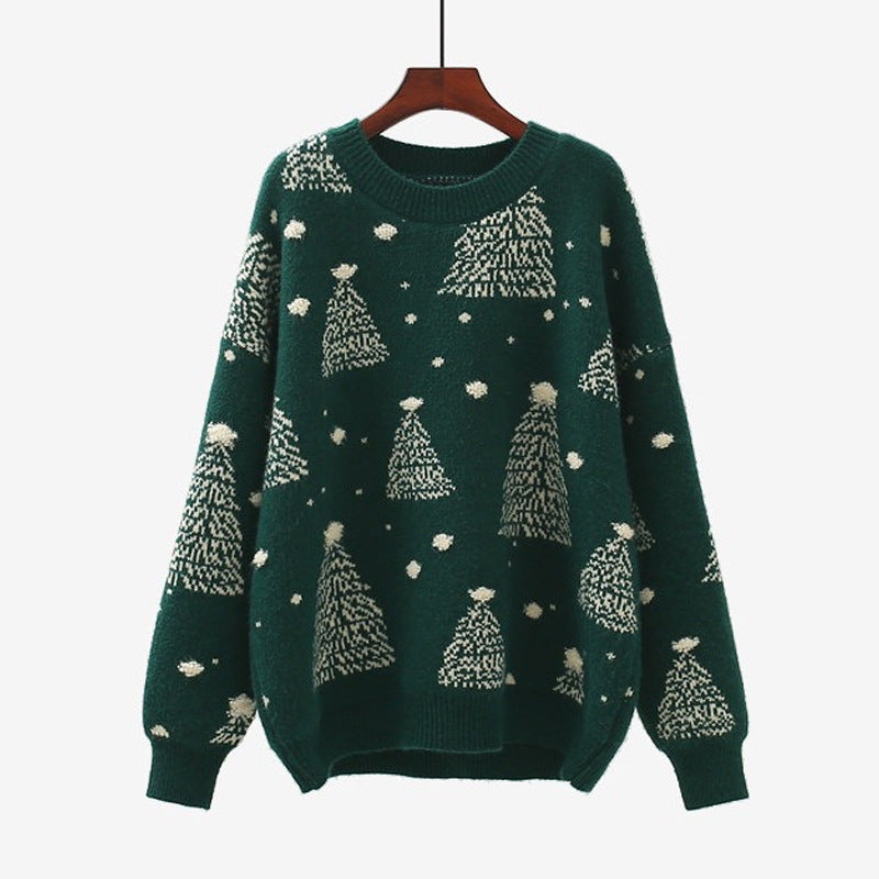 Damen Gemütlicher Weihnachtspullover mit kreativem Muster Drune