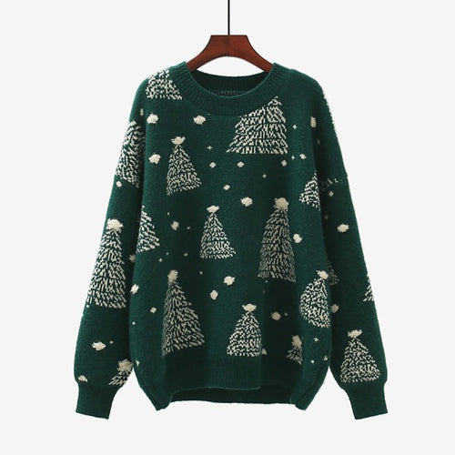 Damen Gemütlicher Weihnachtspullover mit kreativem Muster Drune