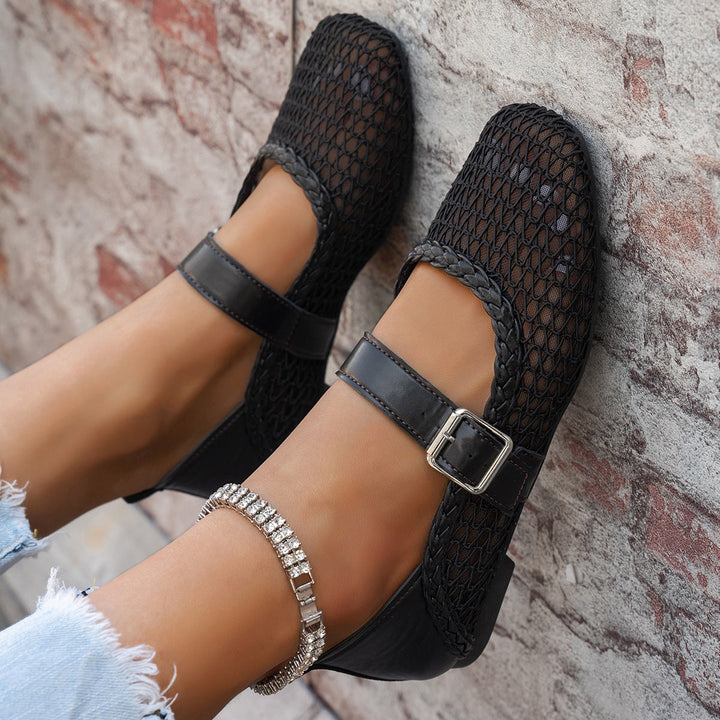 Damen elegante Ballerinas mit floralen Applikationen und rutschfester Sohle Drune