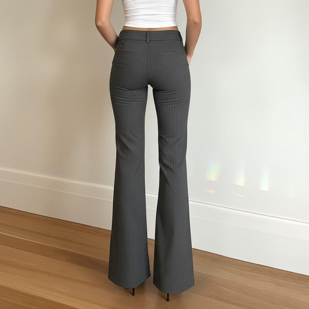 Damen Flared Jeans mit modischem Streifenmuster und hohem Bund Drune