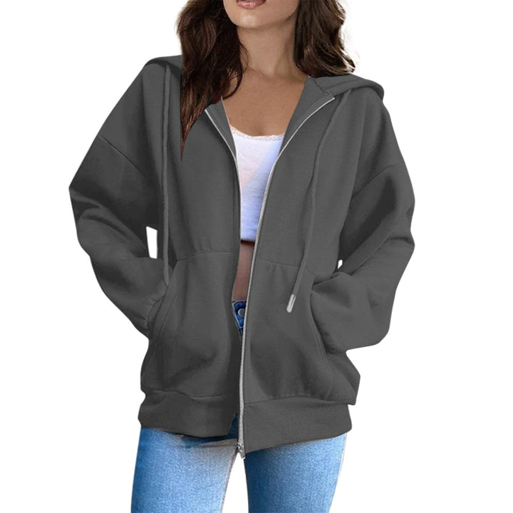 Damen Oversized Kapuzenjacke mit durchgehendem Reißverschluss und praktischen Taschen Drune