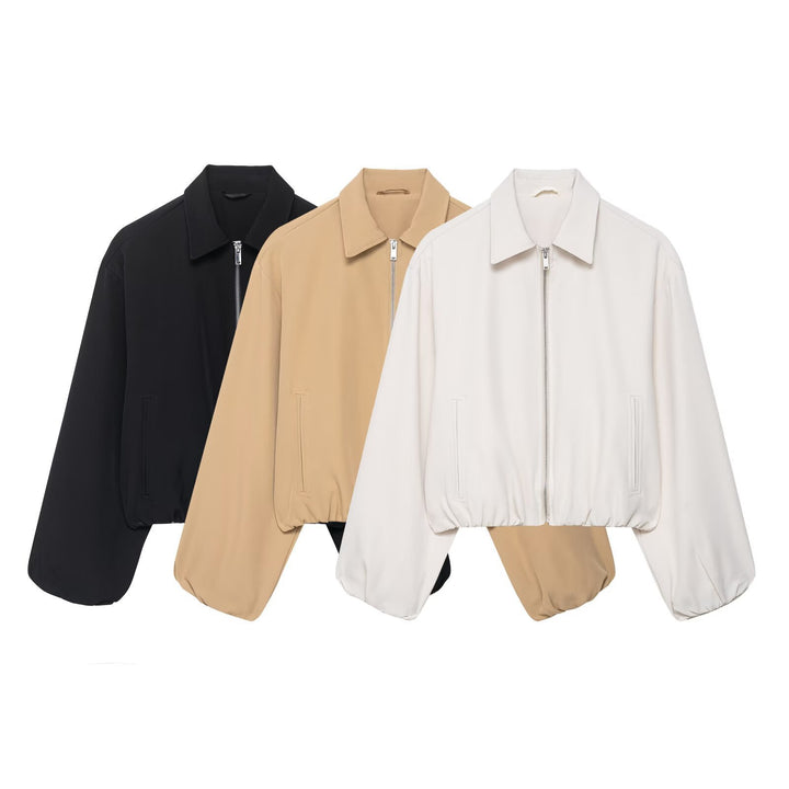 Damen modische Übergangsjacke mit Trend-Design und elastischem Bund Drune