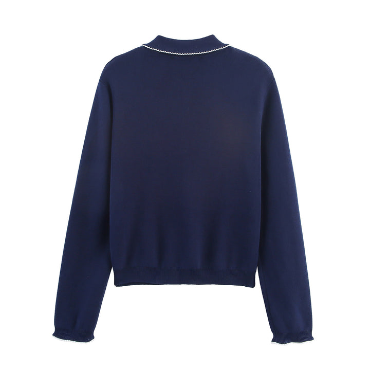 Damen casual und modische Strickjacke mit Kragen Drune