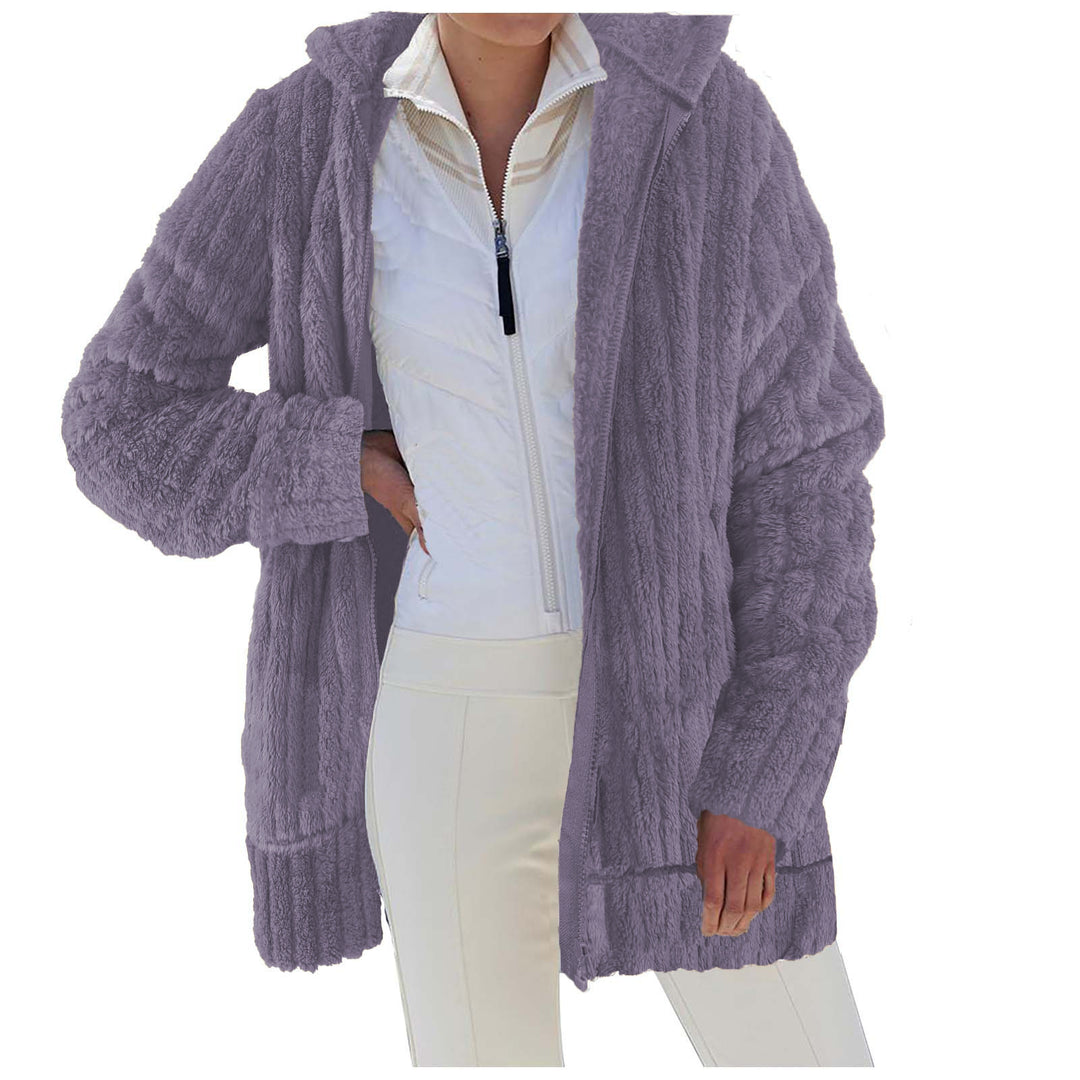 Damen Kuscheljacke mit weichem, strukturiertem Material und hohem Kragen Drune