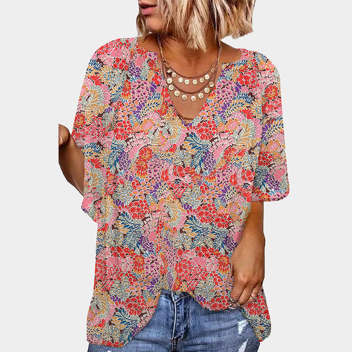 Damen Bluse mit floralem Design und lockerem Schnitt Drune