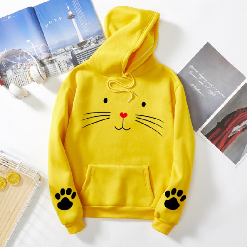 Damen Kapuzenpullover mit süßem Katzenmotiv Drune