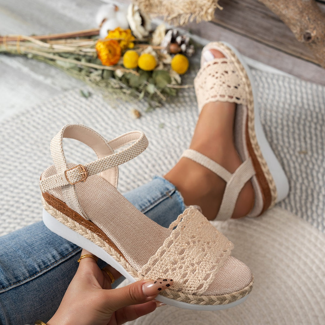 Damen komfortable Espadrilles mit eleganter Lochmuster-Details Drune