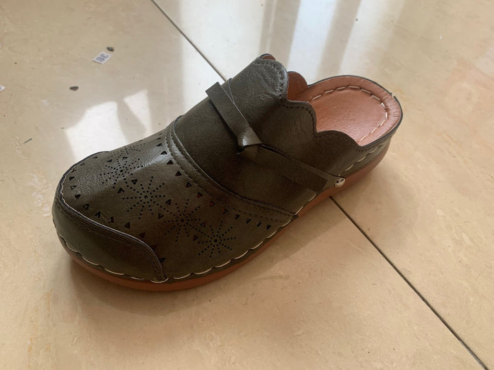Damen Komfortable Clogs mit filigranem Durchbruchdesign und elegantem Riemen Drune